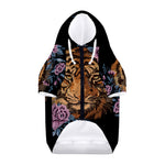 Embroidery Tiger And Flower Print Dog Zip Up Hoodie