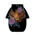 Embroidery Tiger And Flower Print Dog Zip Up Hoodie