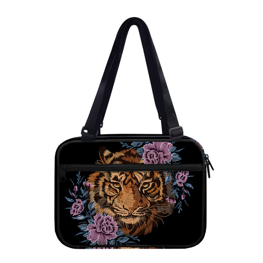 Embroidery Tiger And Flower Print Double Strap Bible Bag