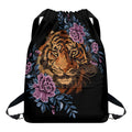 Embroidery Tiger And Flower Print Drawstring Backpack