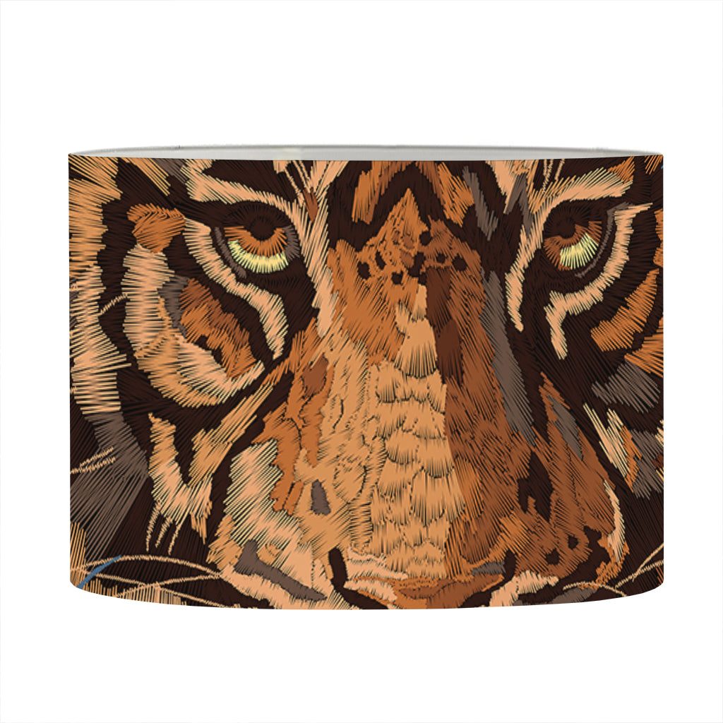 Embroidery Tiger And Flower Print Drum Lamp Shade