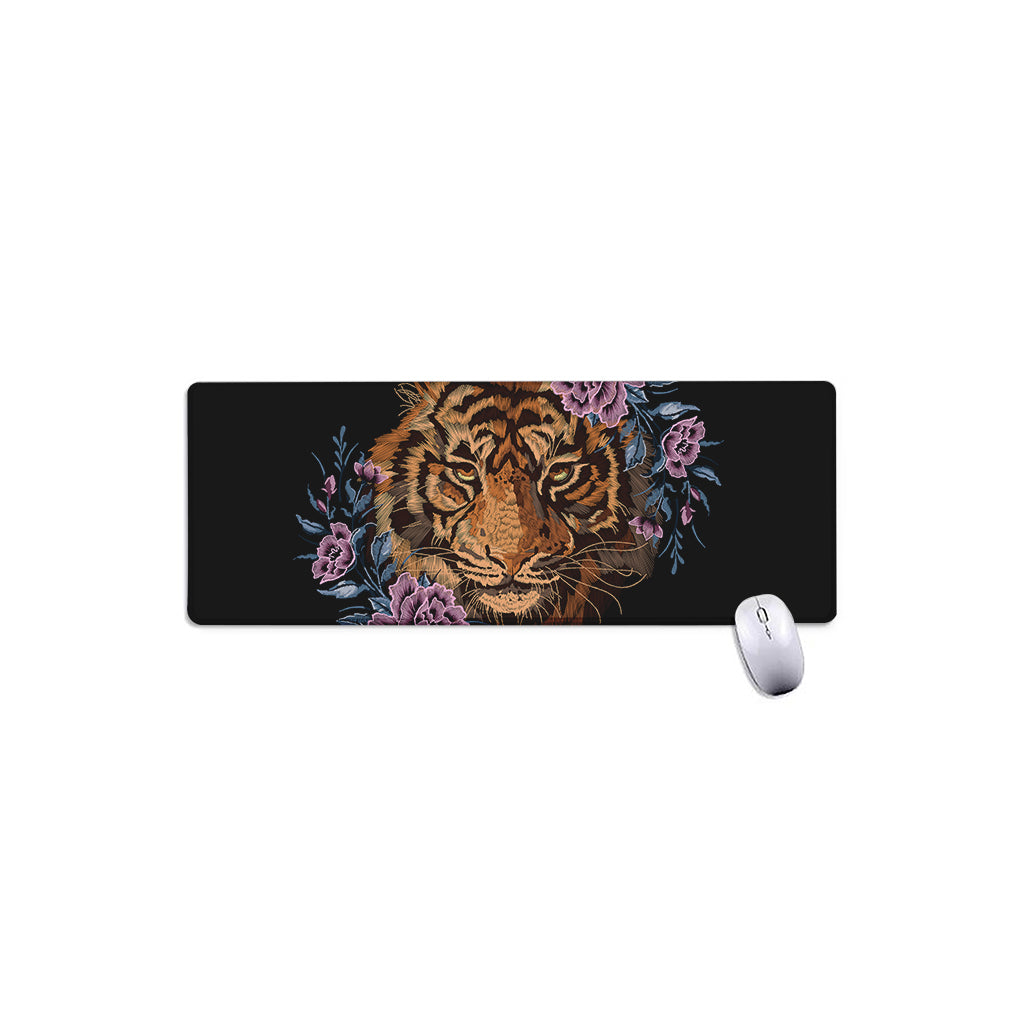 Embroidery Tiger And Flower Print Extended Mouse Pad