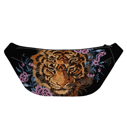 Embroidery Tiger And Flower Print Fanny Pack