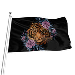 Embroidery Tiger And Flower Print Flag