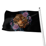 Embroidery Tiger And Flower Print Flag