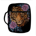 Embroidery Tiger And Flower Print Front Pocket Bible Bag