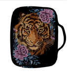 Embroidery Tiger And Flower Print Front Pocket Bible Bag