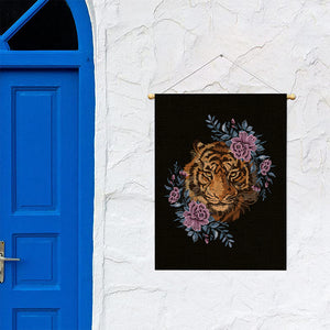 Embroidery Tiger And Flower Print Garden Flag