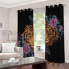 Embroidery Tiger And Flower Print Grommet Curtains