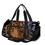 Embroidery Tiger And Flower Print Gym Bag