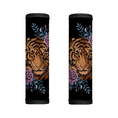 Embroidery Tiger And Flower Print Handle Covers