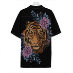 Embroidery Tiger And Flower Print Hawaiian Shirt