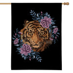 Embroidery Tiger And Flower Print House Flag
