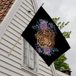 Embroidery Tiger And Flower Print House Flag