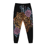 Embroidery Tiger And Flower Print Jogger Pants