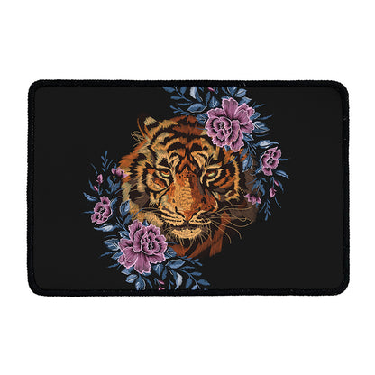 Embroidery Tiger And Flower Print Kitchen Mat