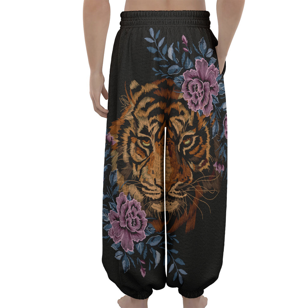 Embroidery Tiger And Flower Print Lantern Pants