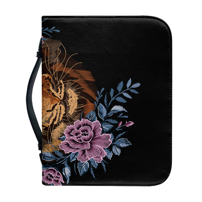 Embroidery Tiger And Flower Print Leather Bible Cover
