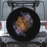 Embroidery Tiger And Flower Print Leather Spare Tire Cover