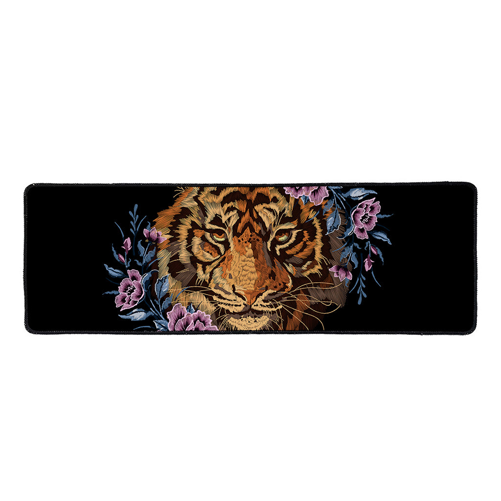Embroidery Tiger And Flower Print Long Kitchen Mat