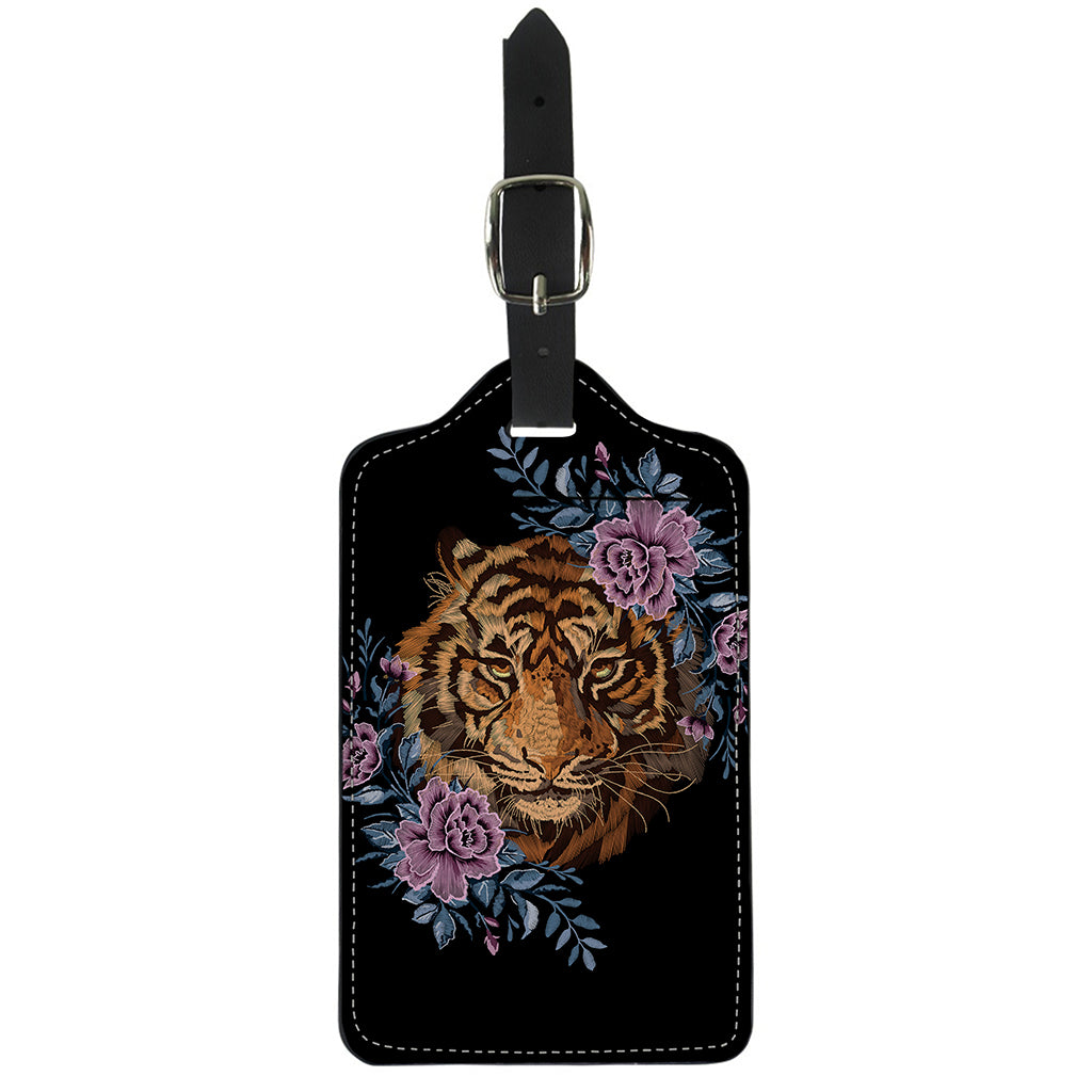 Embroidery Tiger And Flower Print Luggage Tag
