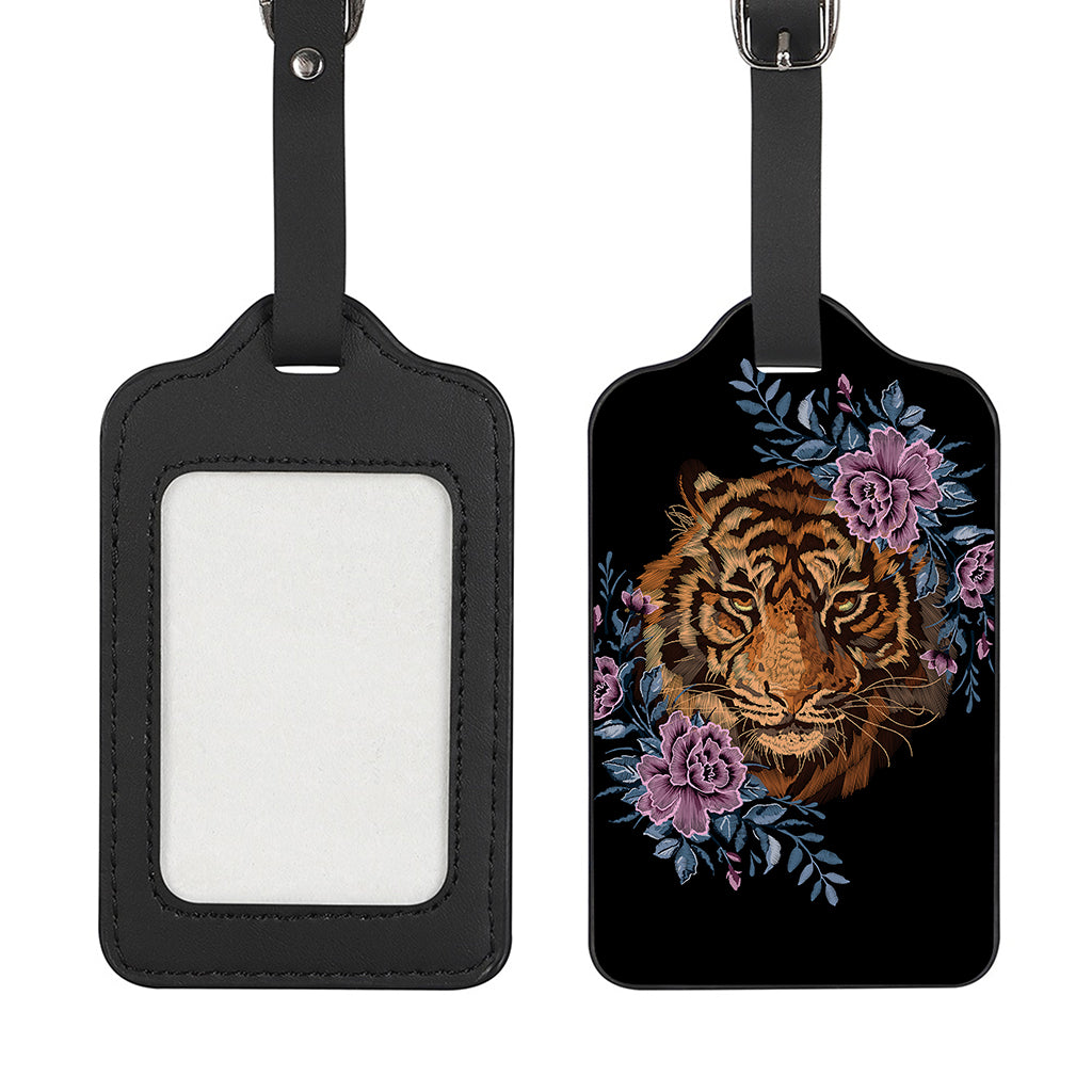 Embroidery Tiger And Flower Print Luggage Tag