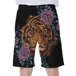 Embroidery Tiger And Flower Print Men's Beach Shorts