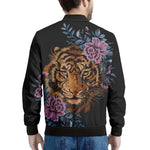 Embroidery Tiger And Flower Print Men's Bomber Jacket
