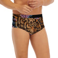 Embroidery Tiger And Flower Print Men's Briefs