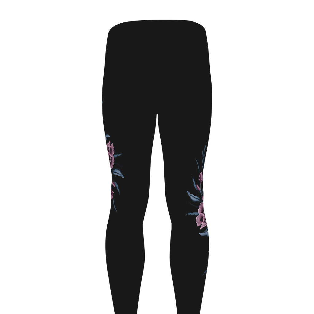 Embroidery Tiger And Flower Print Men's leggings