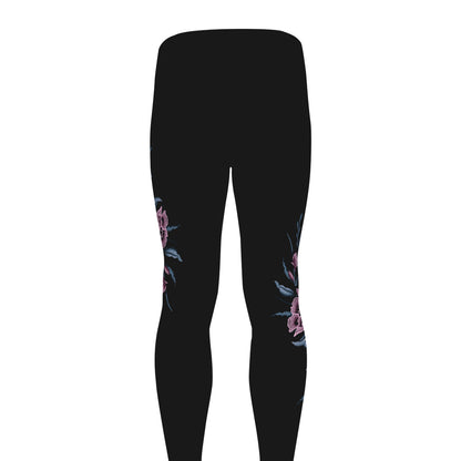 Embroidery Tiger And Flower Print Men's leggings