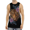 Embroidery Tiger And Flower Print Men's Muscle Tank Top