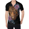 Embroidery Tiger And Flower Print Men's Shirt