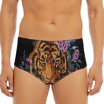 Embroidery Tiger And Flower Print Men's Triangle Swim Briefs