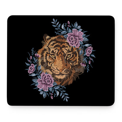 Embroidery Tiger And Flower Print Mouse Pad