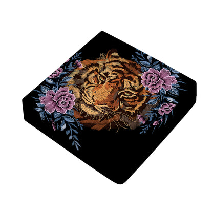 Embroidery Tiger And Flower Print Outdoor Seat Cushion Cover