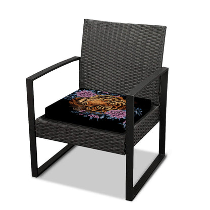 Embroidery Tiger And Flower Print Outdoor Seat Cushion Cover