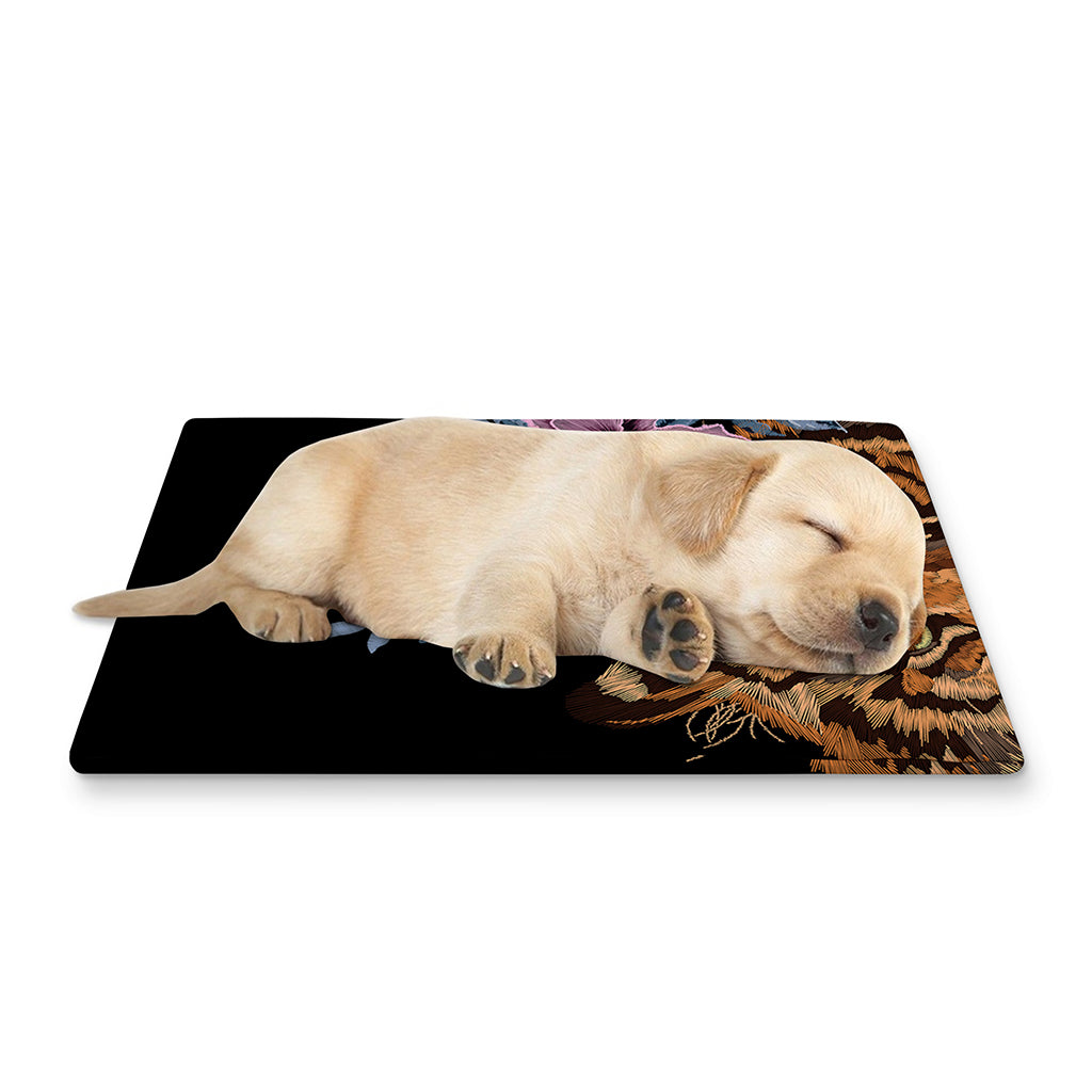 Embroidery Tiger And Flower Print Pet Cooling Mat Cover