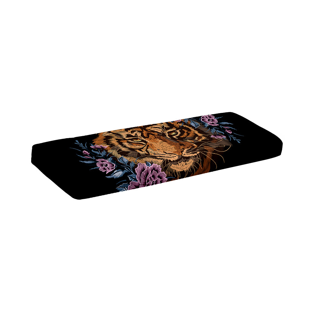 Embroidery Tiger And Flower Print Piano Keyboard Cover