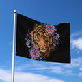 Embroidery Tiger And Flower Print Polyester Flag