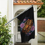 Embroidery Tiger And Flower Print Polyester Flag