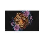 Embroidery Tiger And Flower Print Polyester Flag