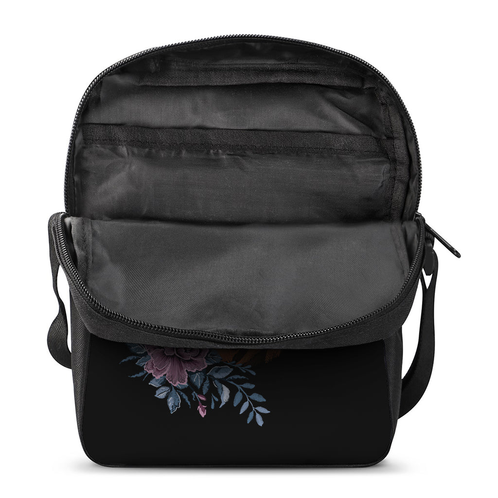 Embroidery Tiger And Flower Print Rectangular Crossbody Bag