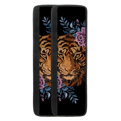 Embroidery Tiger And Flower Print Refrigerator Handle Covers
