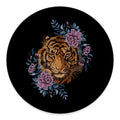 Embroidery Tiger And Flower Print Round Floor Mat
