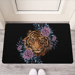 Embroidery Tiger And Flower Print Rubber Doormat