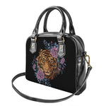 Embroidery Tiger And Flower Print Shoulder Handbag