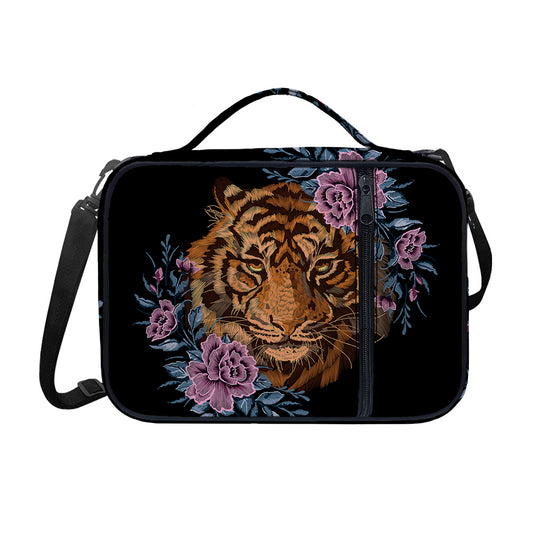 Embroidery Tiger And Flower Print Shoulder Strap Bible Bag