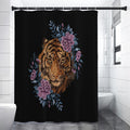 Embroidery Tiger And Flower Print Shower Curtain
