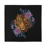 Embroidery Tiger And Flower Print Silk Bandana